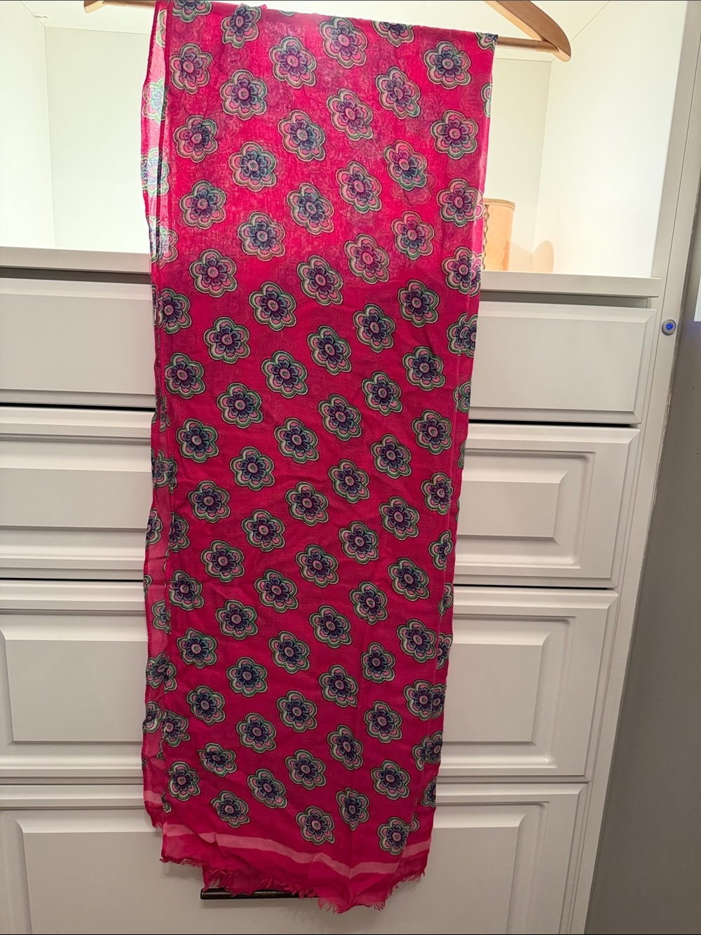 Vera Bradley Pink Floral Scarf with Multicolor Blossom Print